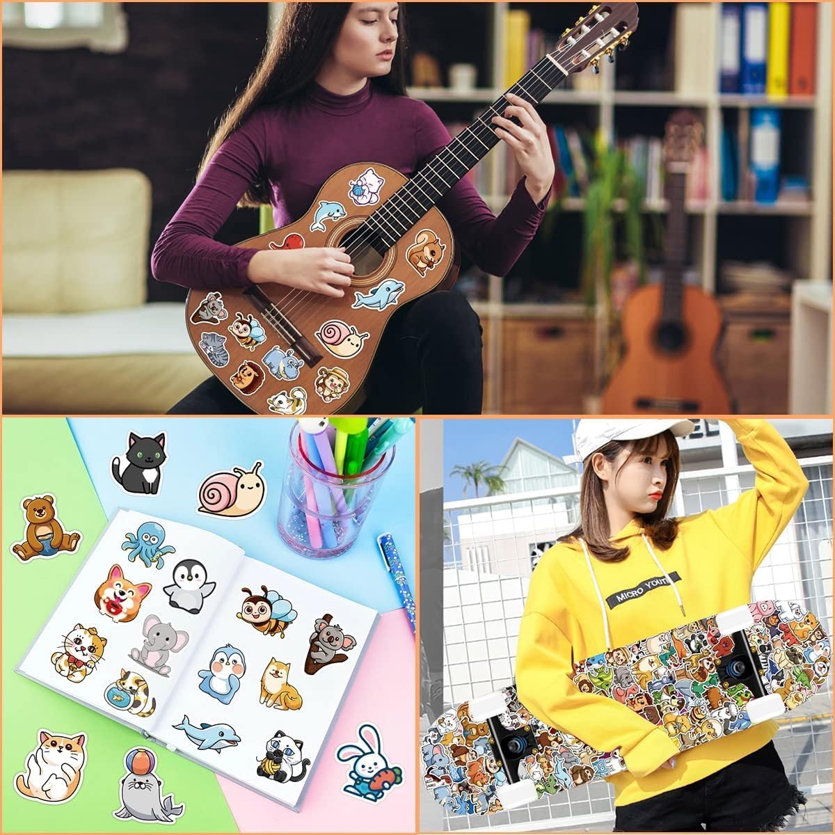 106PCS Non-Repeating Cate Animal Theme Stickers, Vinyl Waterproof Holiday Party Stickers, Youth Adult Games Treats Classroom Crafts Favors Gifts(106PCS Animal) - Image 7