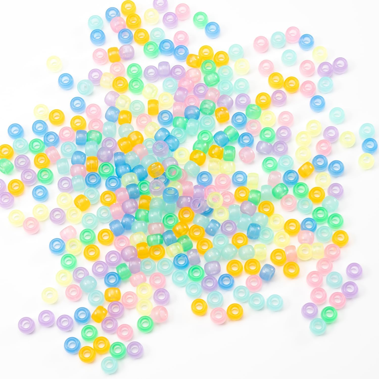 Gxueshan 1000 Pcs Acrylic 9 Color Pony Beads 6x9mm Bulk Glow in The Dark for Necklace, Friendship Bracelet Making, Hair Braids Kandi - Image 3