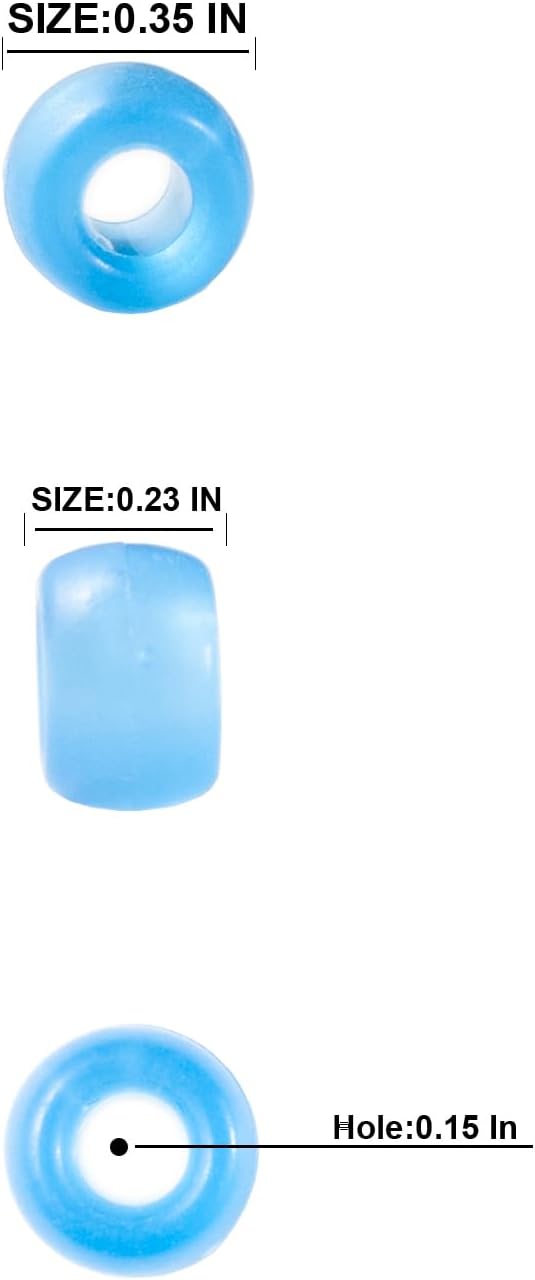 Gxueshan 1000 Pcs Acrylic 9 Color Pony Beads 6x9mm Bulk Glow in The Dark for Necklace, Friendship Bracelet Making, Hair Braids Kandi - Image 5